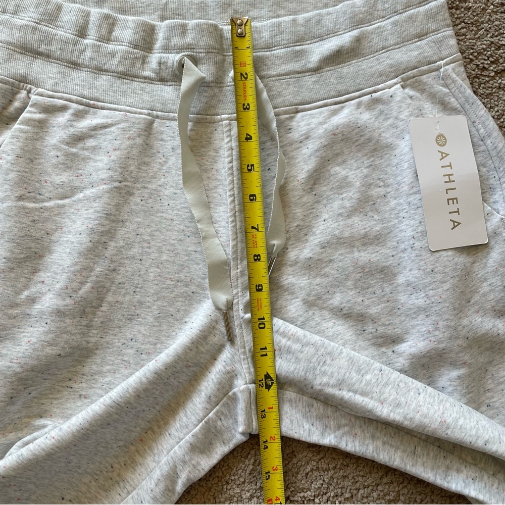 NWT Athleta Balance Wide-Leg Drawstring Light Heather Gray Speckled Pant M - Picture 7 of 9